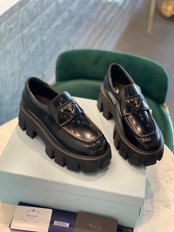 Pra*a brushed leather monolith loafers