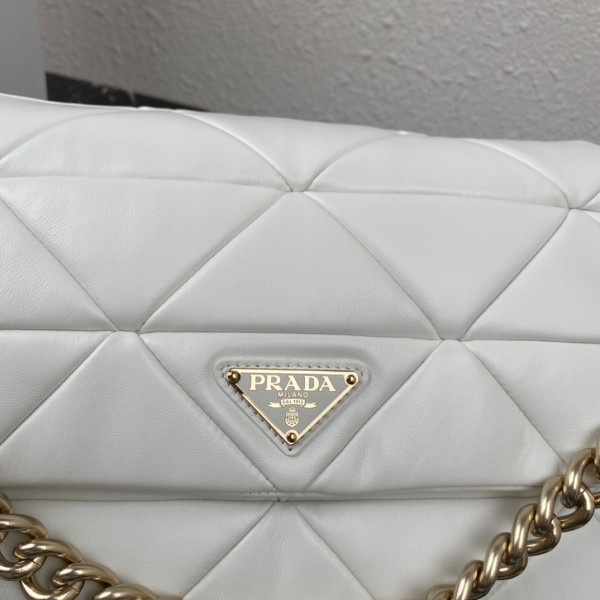 Pra*a system nappa leather patchwork bag